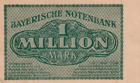 Реверс банкноты 1000000 marek Bayerische Notenbank (Niemcy) z 1923 r.