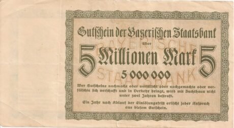 Реверс банкноты 5000000 марок (Германия) 1923 года
