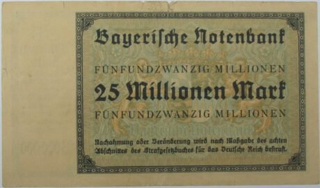 Реверс банкноты 25000000 marek (Niemcy) 1923