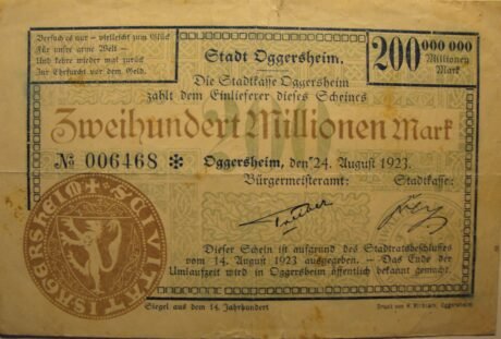 Аверс банкноты 200 000 000 marek Oggersheim (Niemcy) 1923