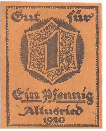 Аверс банкноты 1 fenig (Niemcy) 1920