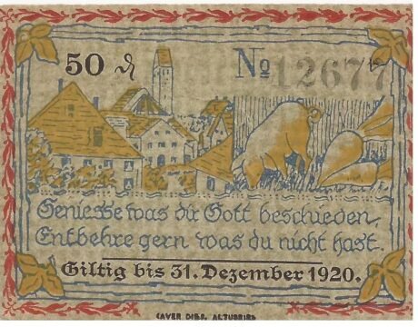 Реверс банкноты 50 fenigów (Niemcy)