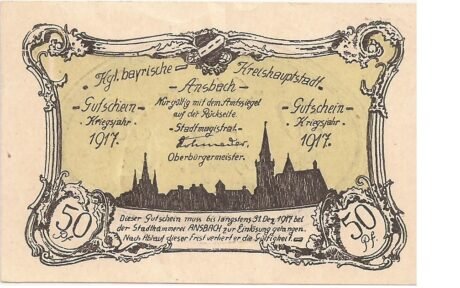 Аверс банкноты 50 fenigów (Niemcy) 1917