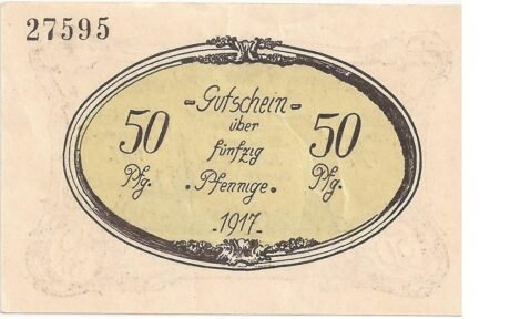 Реверс банкноты 50 fenigów (Niemcy) 1917