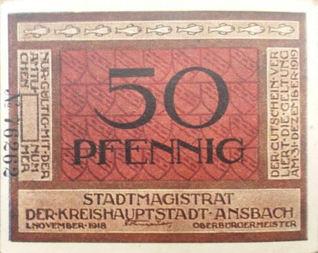 Аверс банкноты 50 fenigów (Niemcy) 1918