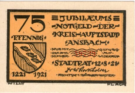 Аверс банкноты 75 пфеннигов (Германия) 1921 года