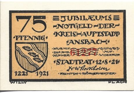 Аверс банкноты 75 пфеннигов (Германия) 1921 года