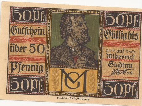 Аверс банкноты 50 fenigów (Niemcy) 1920