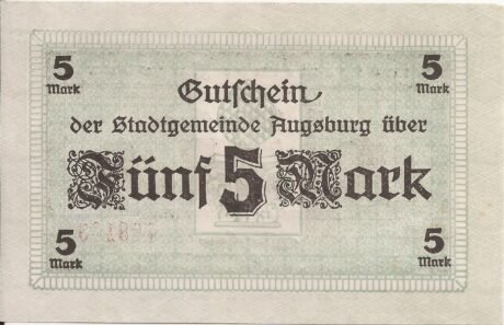 Реверс банкноты 5 marek (Niemcy) 1918