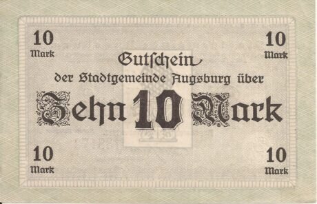 Реверс банкноты 10 marek (Niemcy) 1918