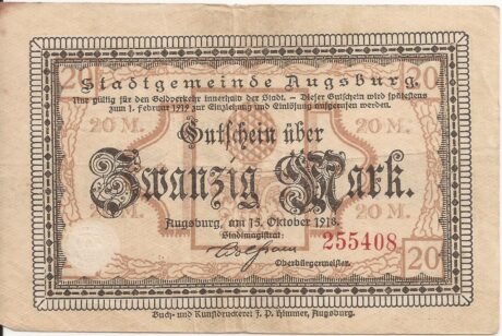 Аверс банкноты 20 marek (Niemcy) 1918