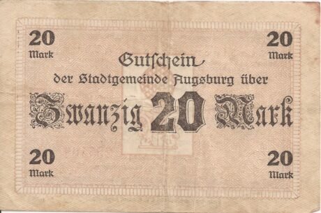 Реверс банкноты 20 marek (Niemcy) 1918