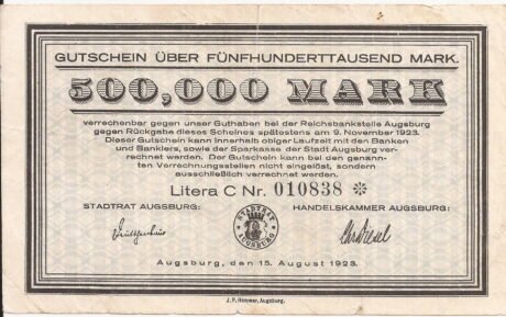 Аверс банкноты 500000 марок (Германия) 1923 года
