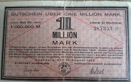 Аверс банкноты 1000000 марок (Германия) 1923 года