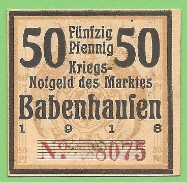 Аверс банкноты 50 fenigów (Niemcy) 1918