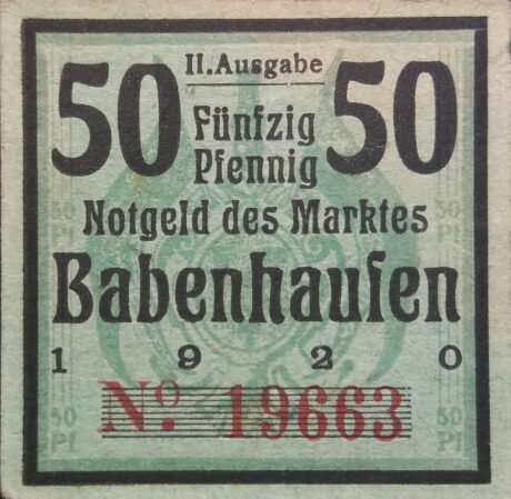 Аверс банкноты 50 fenigów, wydanie 2 (Niemcy) 1920