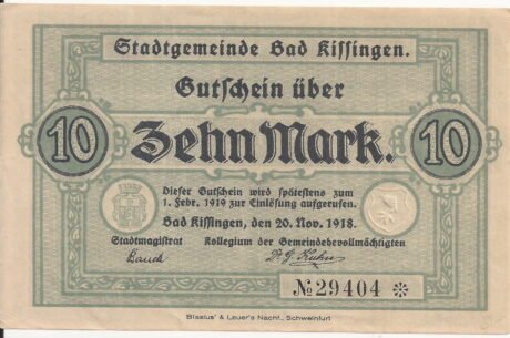 Аверс банкноты 10 марок (Германия) 1918 года