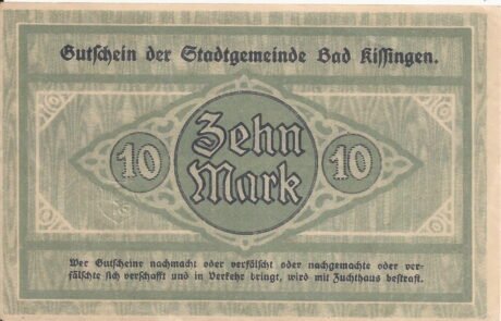 Реверс банкноты 10 марок (Германия) 1918 года