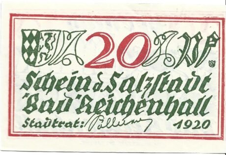 Аверс банкноты 20 fenigów (Niemcy) 1920