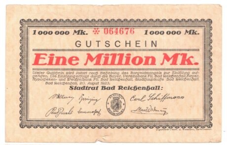 Аверс банкноты 1000000 марок (Германия) 1923 года