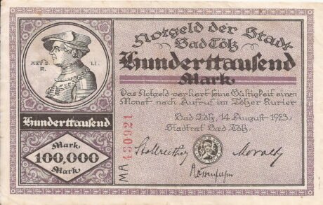 Аверс банкноты 100000 марок (Германия) 1923 года