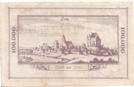 Реверс банкноты 100000 марок (Германия) 1923 года