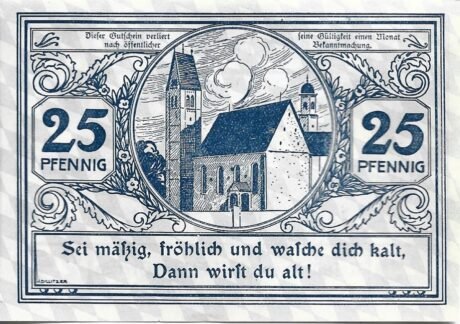 Реверс банкноты 25 fenigów (Niemcy) 1921