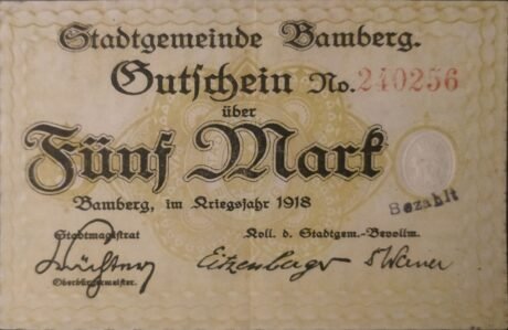 Аверс банкноты 5 marek (Niemcy) 1918