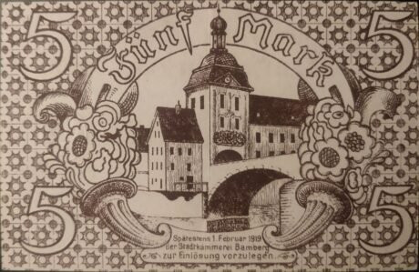 Реверс банкноты 5 marek (Niemcy) 1918