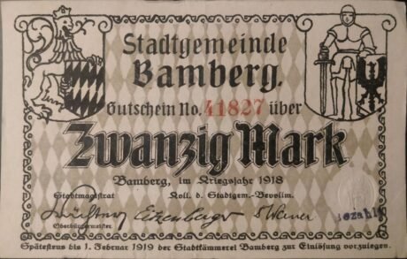 Аверс банкноты 20 marek (Niemcy) 1918