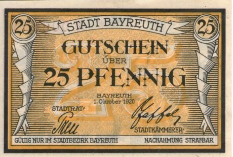 Аверс банкноты 25 пфеннигов (Германия) 1920 года