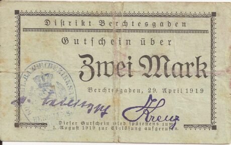 Аверс банкноты 2 marki (Niemcy) 1919