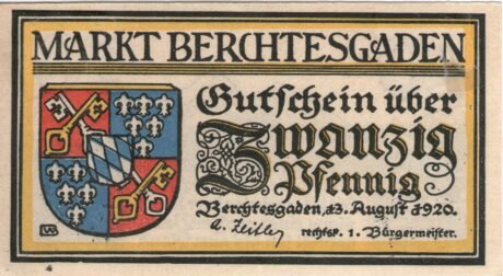 Аверс банкноты 20 fenigów (Niemcy) 1920