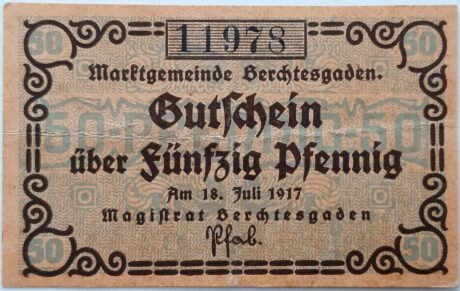 Аверс банкноты 50 fenigów (Niemcy) 1917