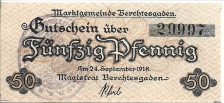 Аверс банкноты 50 fenigów (Niemcy) 1918