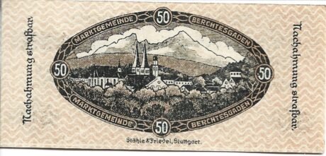 Реверс банкноты 50 fenigów (Niemcy) 1918