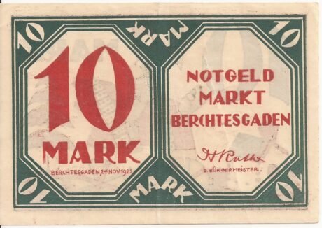 Аверс банкноты 10 marek (Niemcy) 1922