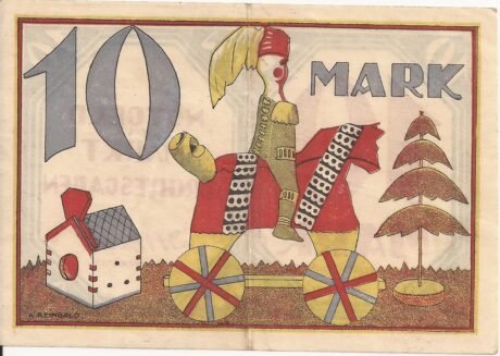 Реверс банкноты 10 marek (Niemcy) 1922