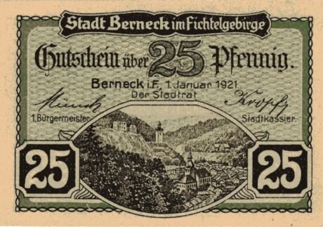 Аверс банкноты 25 fenigów (Niemcy) 1921
