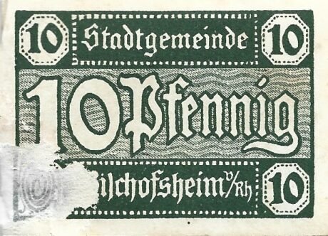 Аверс банкноты 10 fenigów (Niemcy) 1921
