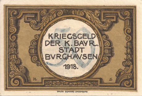 Реверс банкноты 50 fenigów (Niemcy) 1918