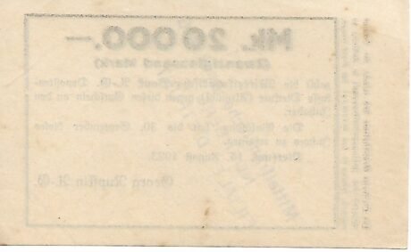 Реверс банкноты 20000 marek Georga Rupflina (Niemcy) 1923