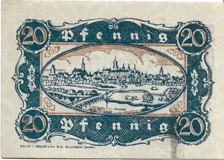 Реверс банкноты 20 fenigów (Niemcy) 1920