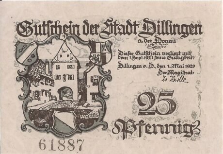 Аверс банкноты 25 fenigów (Niemcy) 1920