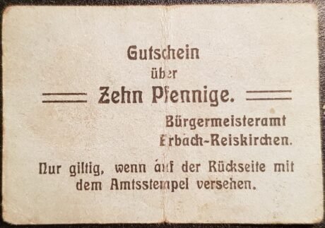 Аверс банкноты 10 fenigów (Niemcy)