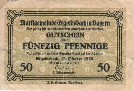 Аверс банкноты 50 fenigów (Niemcy) 1920