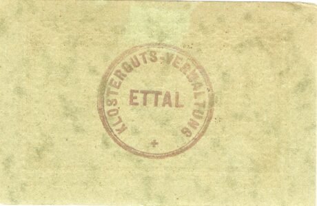 Реверс банкноты 50 пфеннигов Klostergutsverwaltung Ettal (Германия)