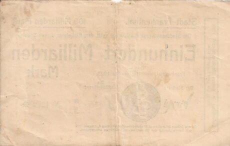 Реверс банкноты 100000000000 марок (Германия) 1923 года