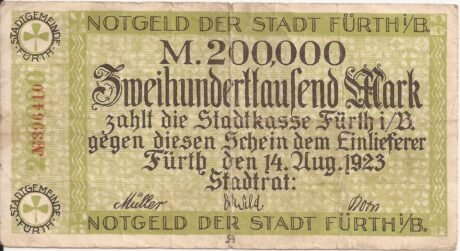 Аверс банкноты 200 000 marek (Niemcy) 1923