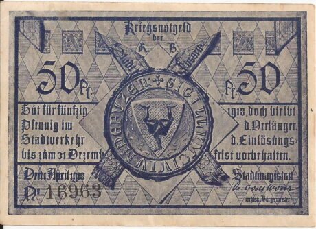Аверс банкноты 50 fenigów (Niemcy) 1918
